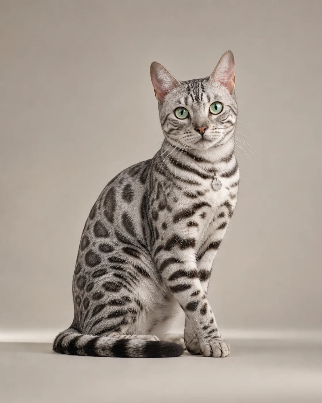 Silver Bengal Silken Gaze — AI animal portraits prompt result