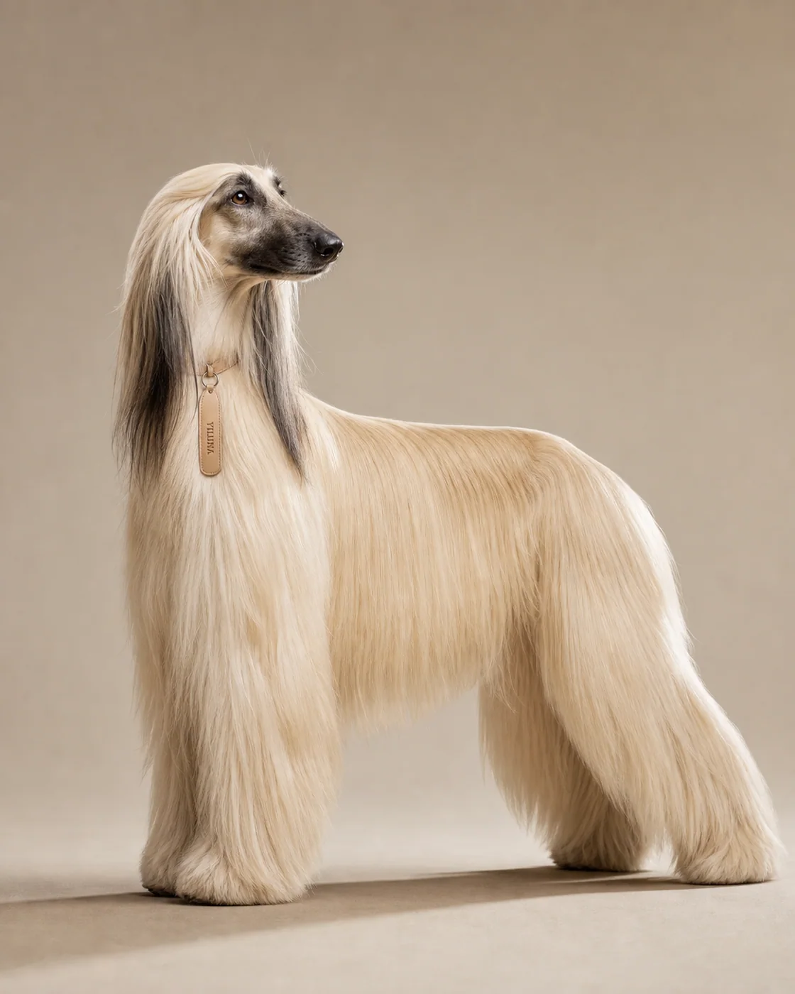 Afghan Hound Silk Runway — AI animal portraits prompt result