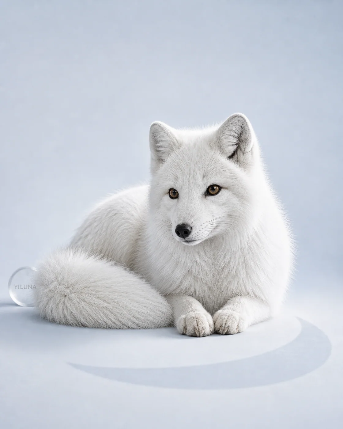 Arctic Fox Lunar Minimalism — AI animal portraits prompt result
