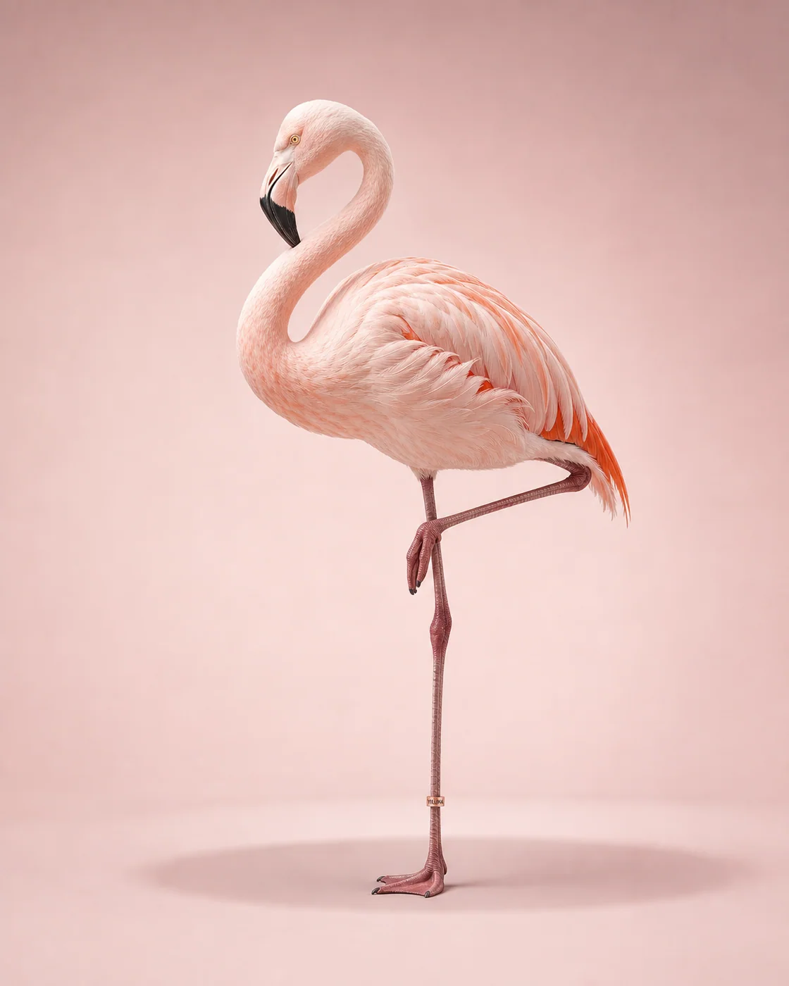 Greater Flamingo Rose Calligraphy — AI animal portraits prompt result