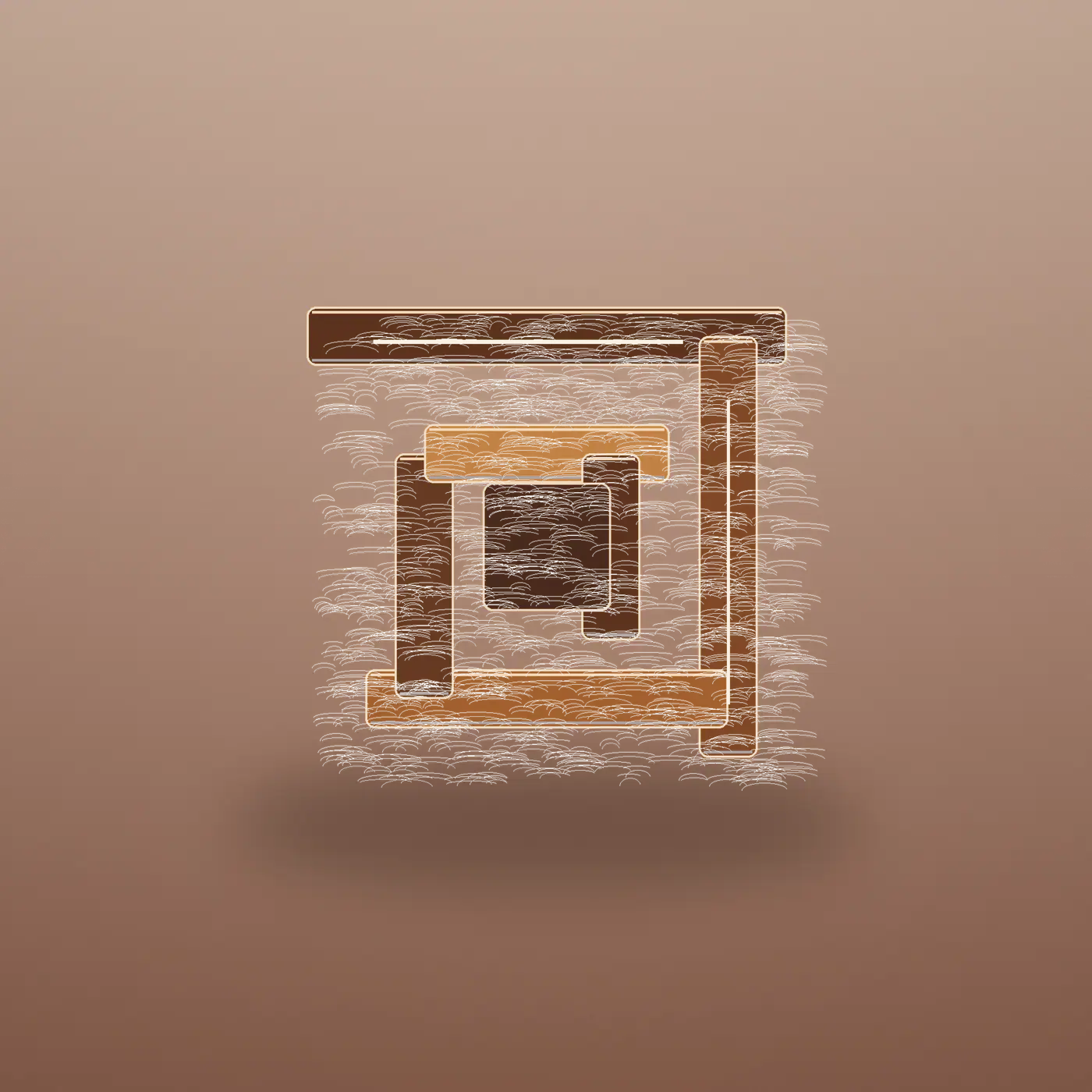 Deep brown wooden marquetry spiral object — AI poster and graphic prompt result