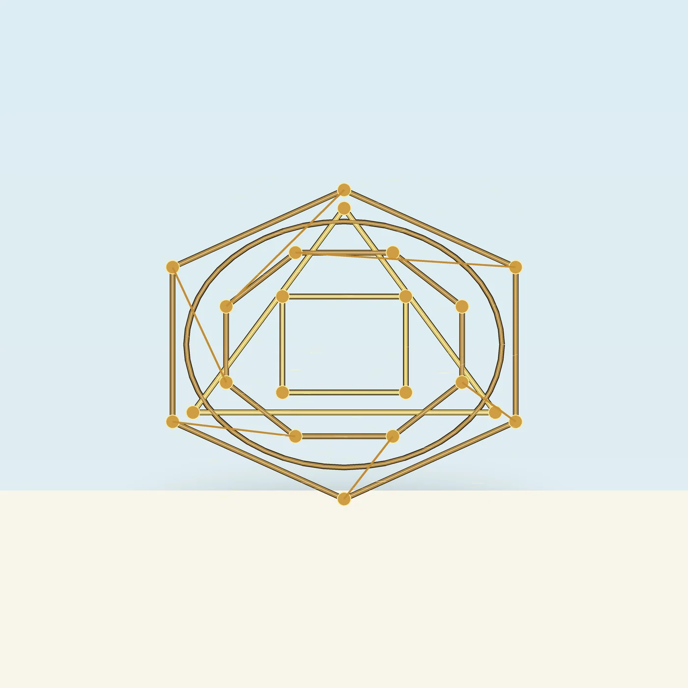 Butter Yellow Brass Wireframe Study — AI poster and graphic prompt result