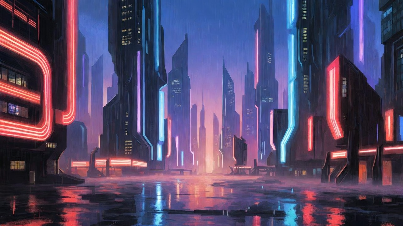 A Sprawling Megacity At Dusk — Cyberpunk