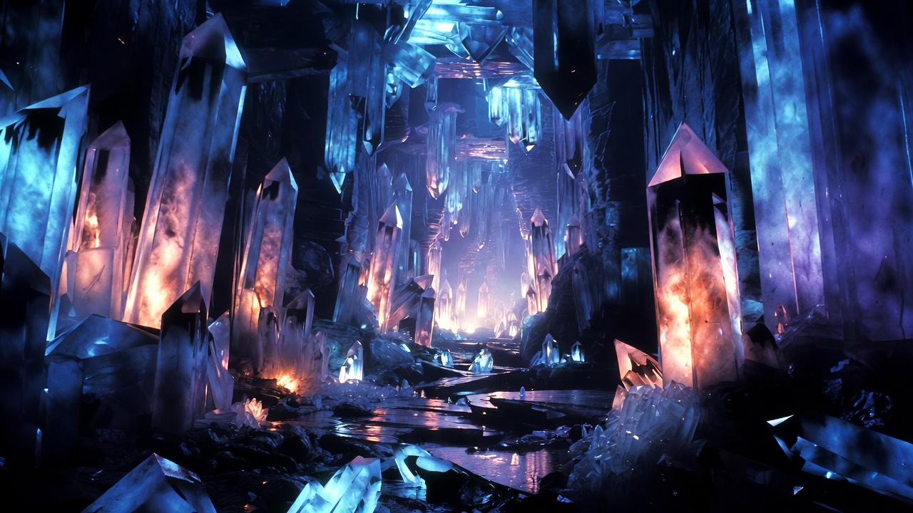 A Crystal Cavern Lit From Within — Sci-Fi Scene