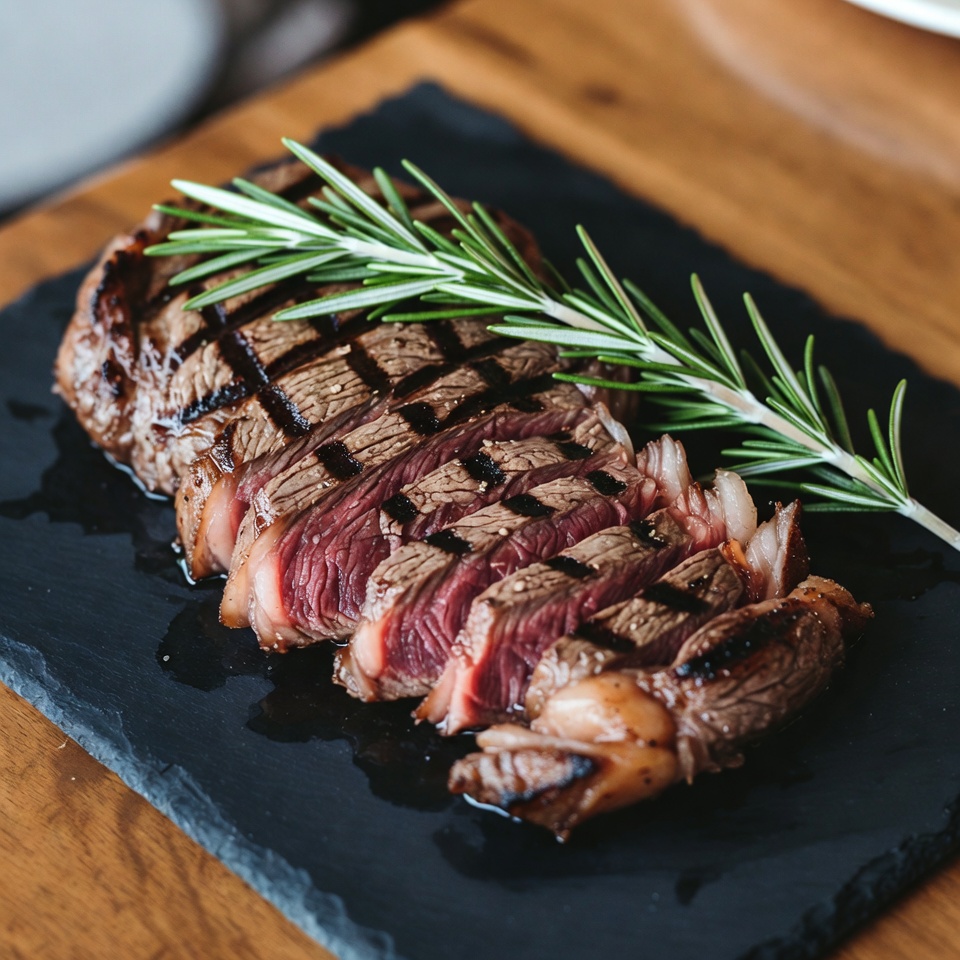 A Juicy Grilled Steak With Rosemary — Food Photography