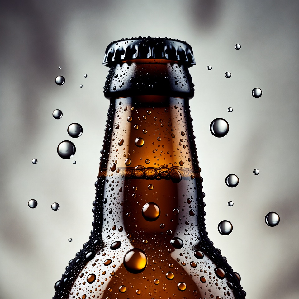 A Craft Beer Bottle Covered In Droplets — Product Shot