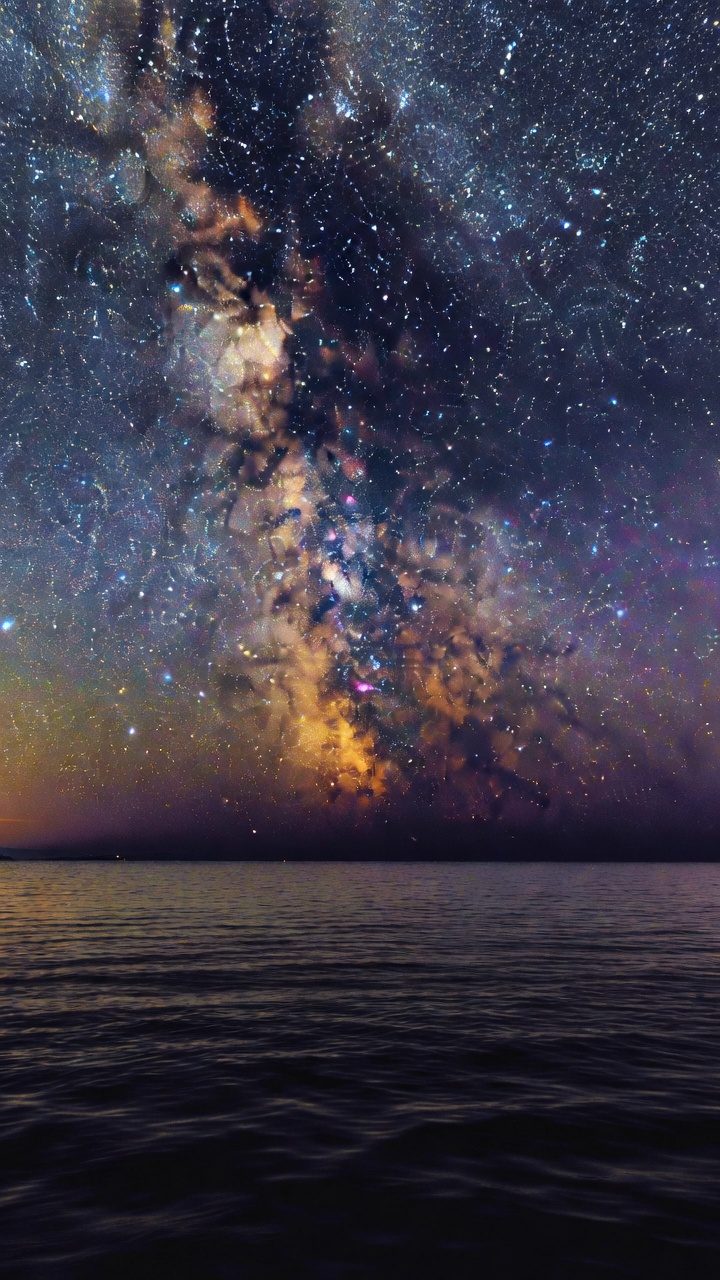 Starry Milky Way Over A Calm Lake — Phone Wallpaper