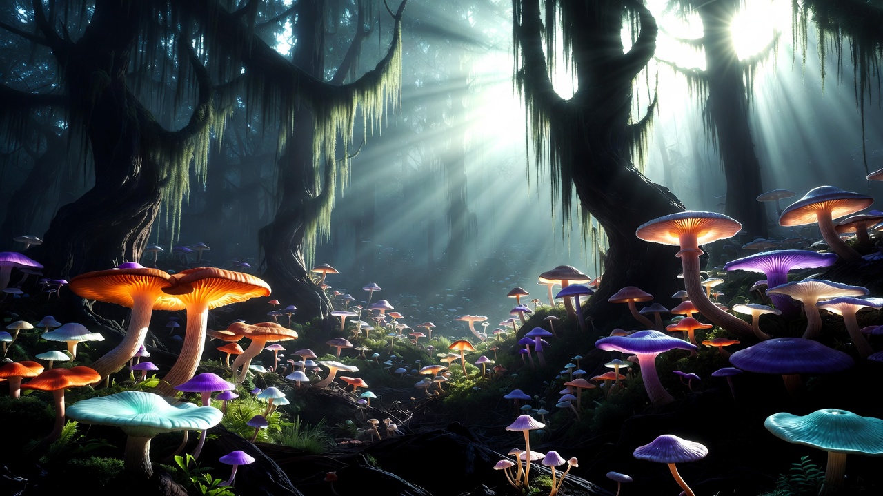 An Enchanted Forest With Glowing Mushrooms — Fantasy