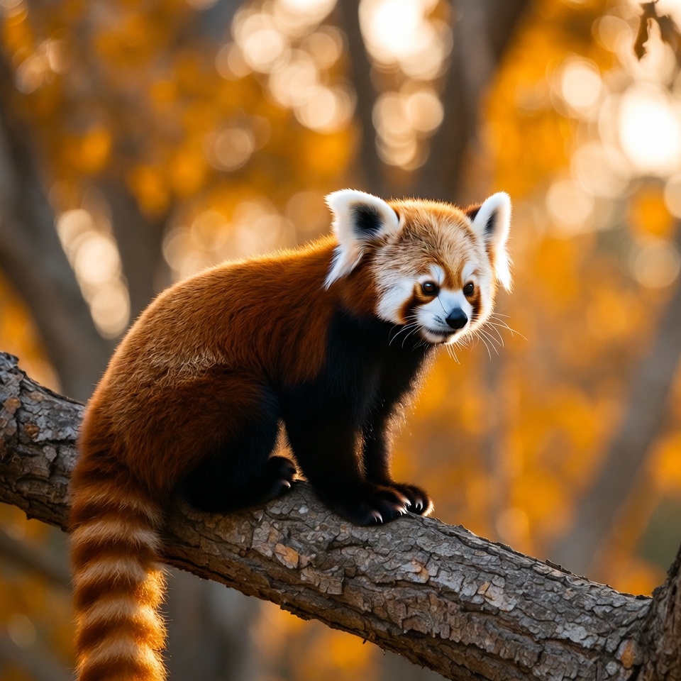 A Curious Red Panda On A Branch — Animal