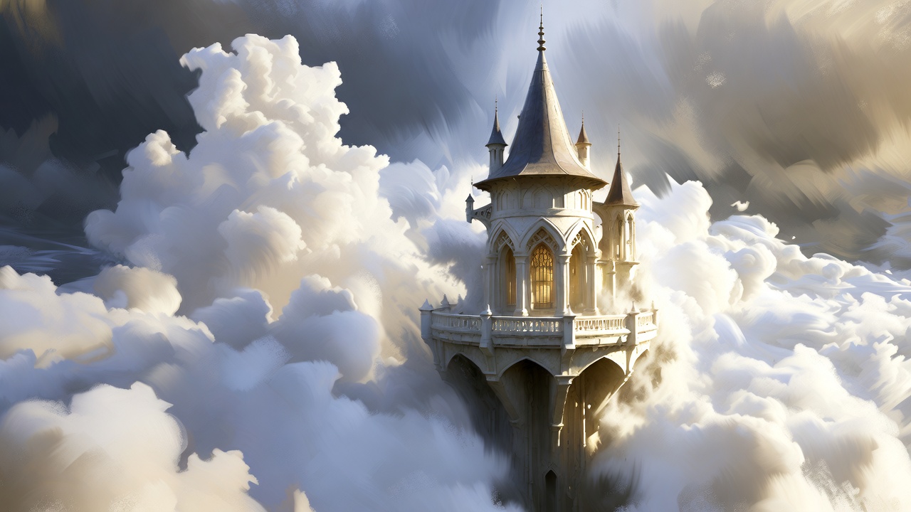 A Floating Wizard Tower In The Clouds — Fantasy