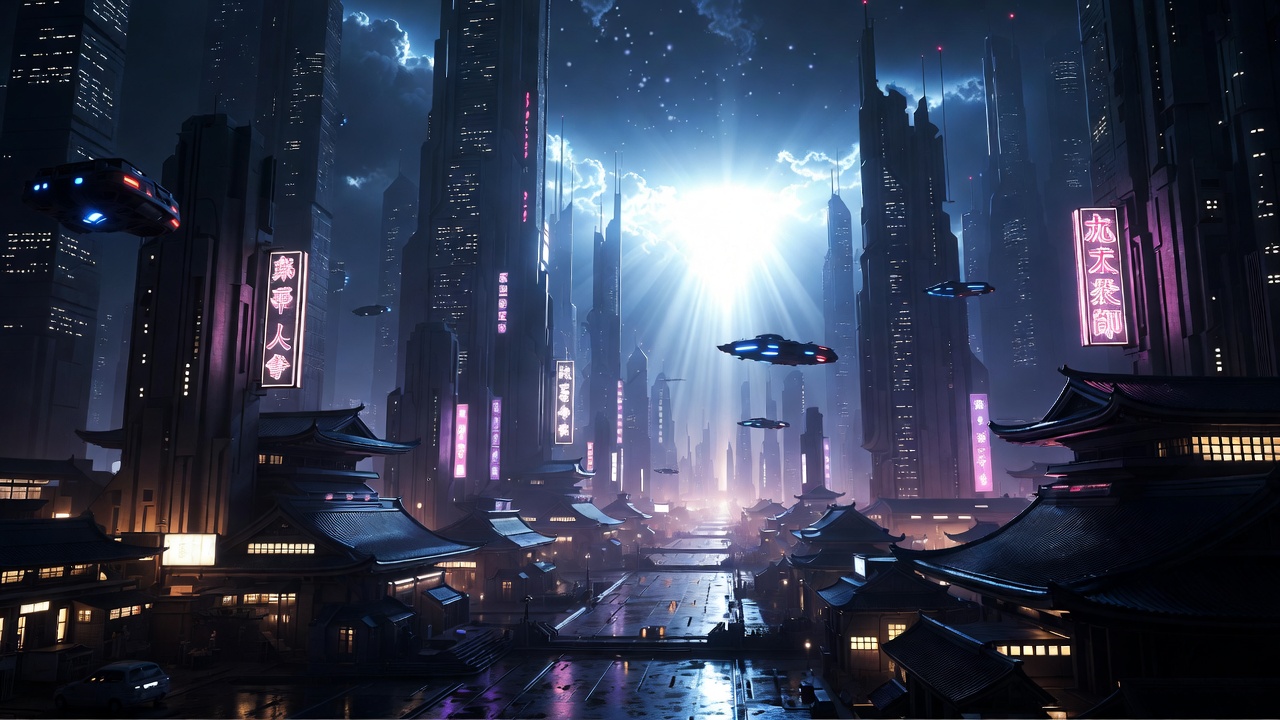 A Futuristic Tokyo Street At Night — Sci-Fi Scene
