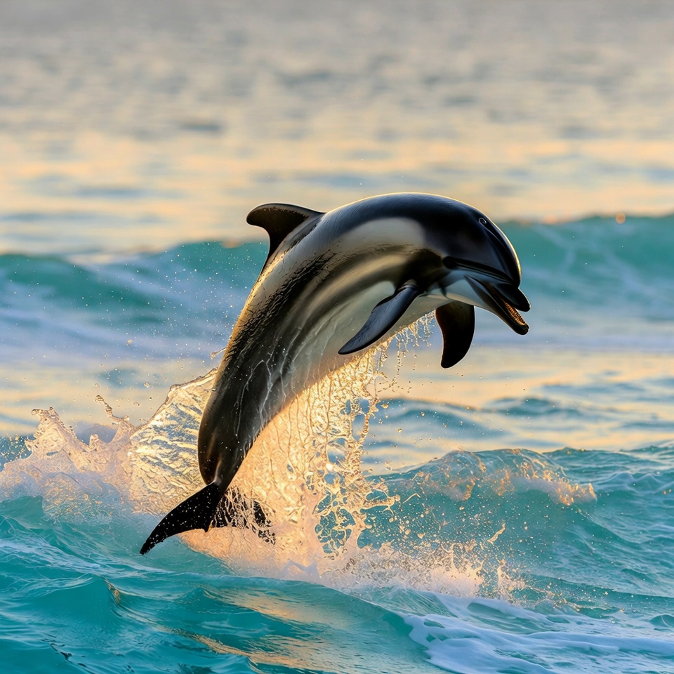 A Dolphin Leaping From Turquoise Sea — Animal