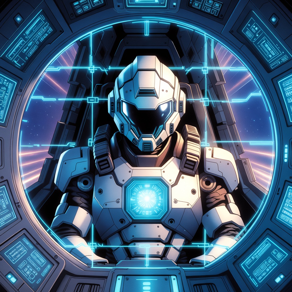 A Mecha Pilot Inside A Glowing Cockpit — Anime Art