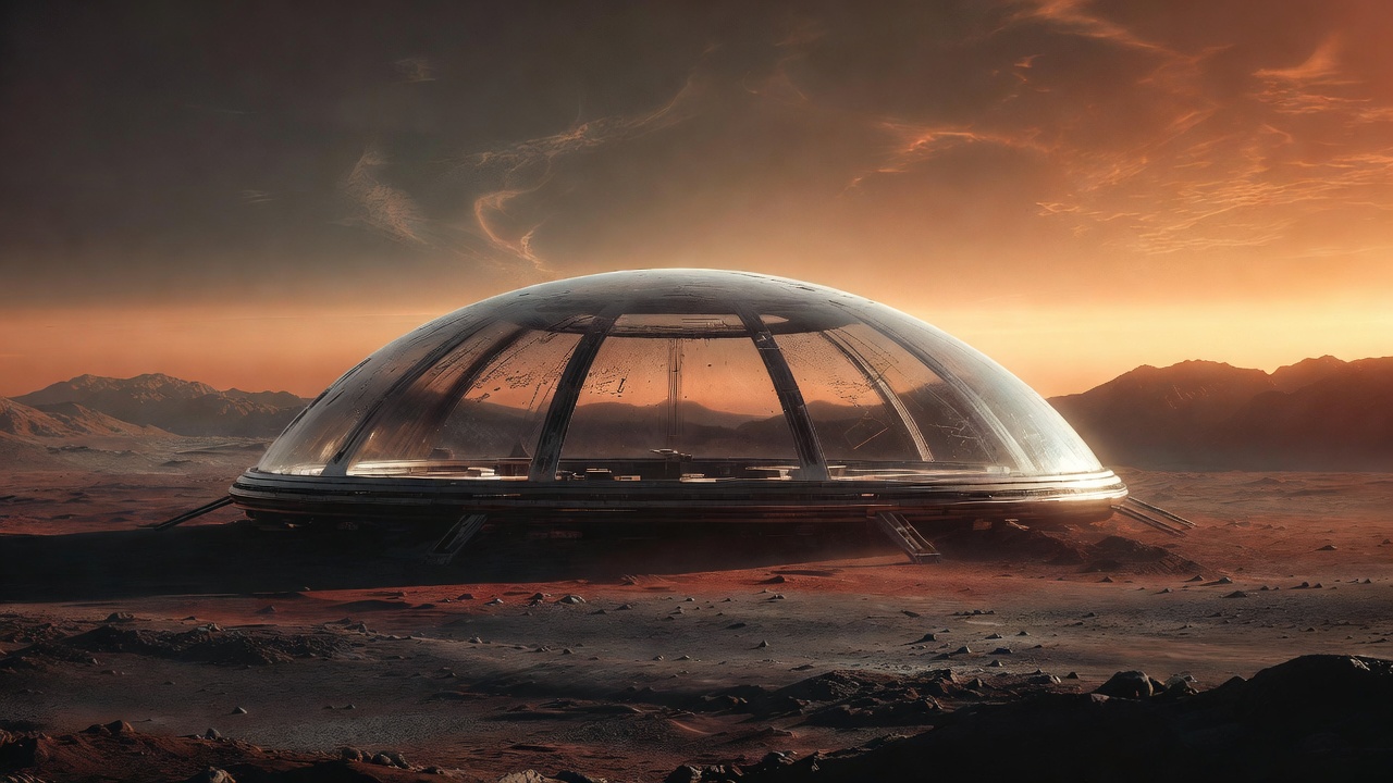 A Colony Dome On The Surface Of Mars — Sci-Fi Scene