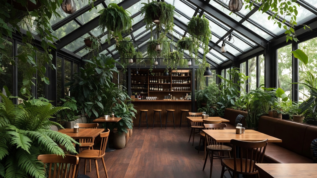A Cozy Greenhouse Cafe Full Of Plants — Interior