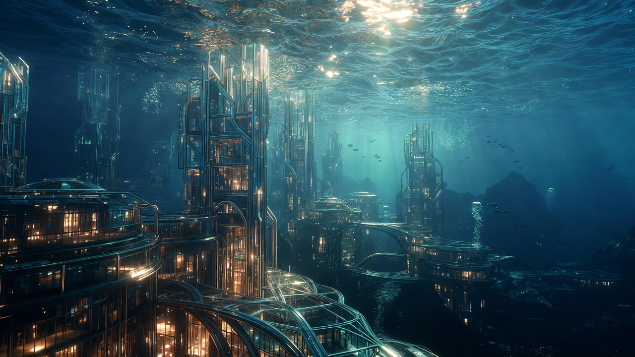 An Underwater Glass City — Sci-Fi Scene