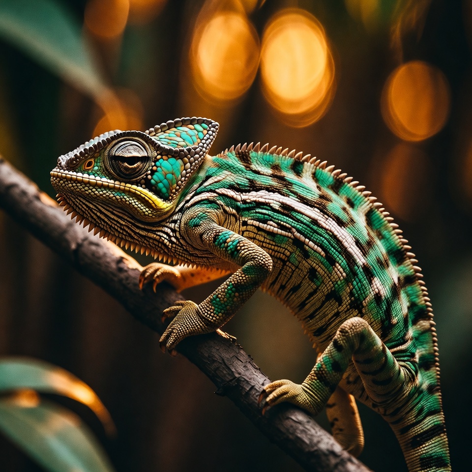A Chameleon Gripping A Branch — Animal