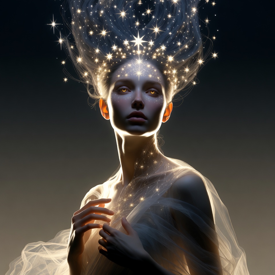 A Celestial Goddess Crowned With Stars — Character Portrait