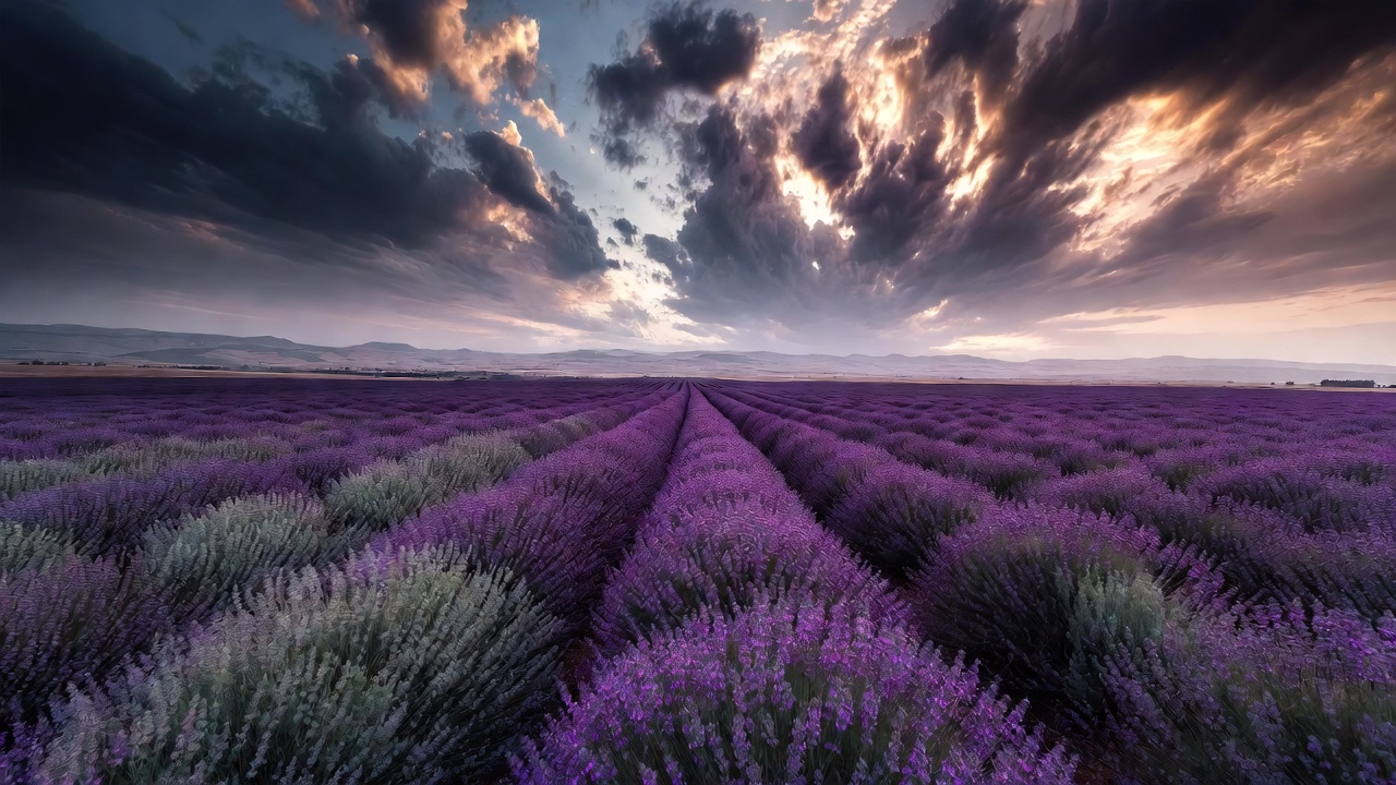 Lavender Field Rolling To The Horizon — Desktop Wallpaper