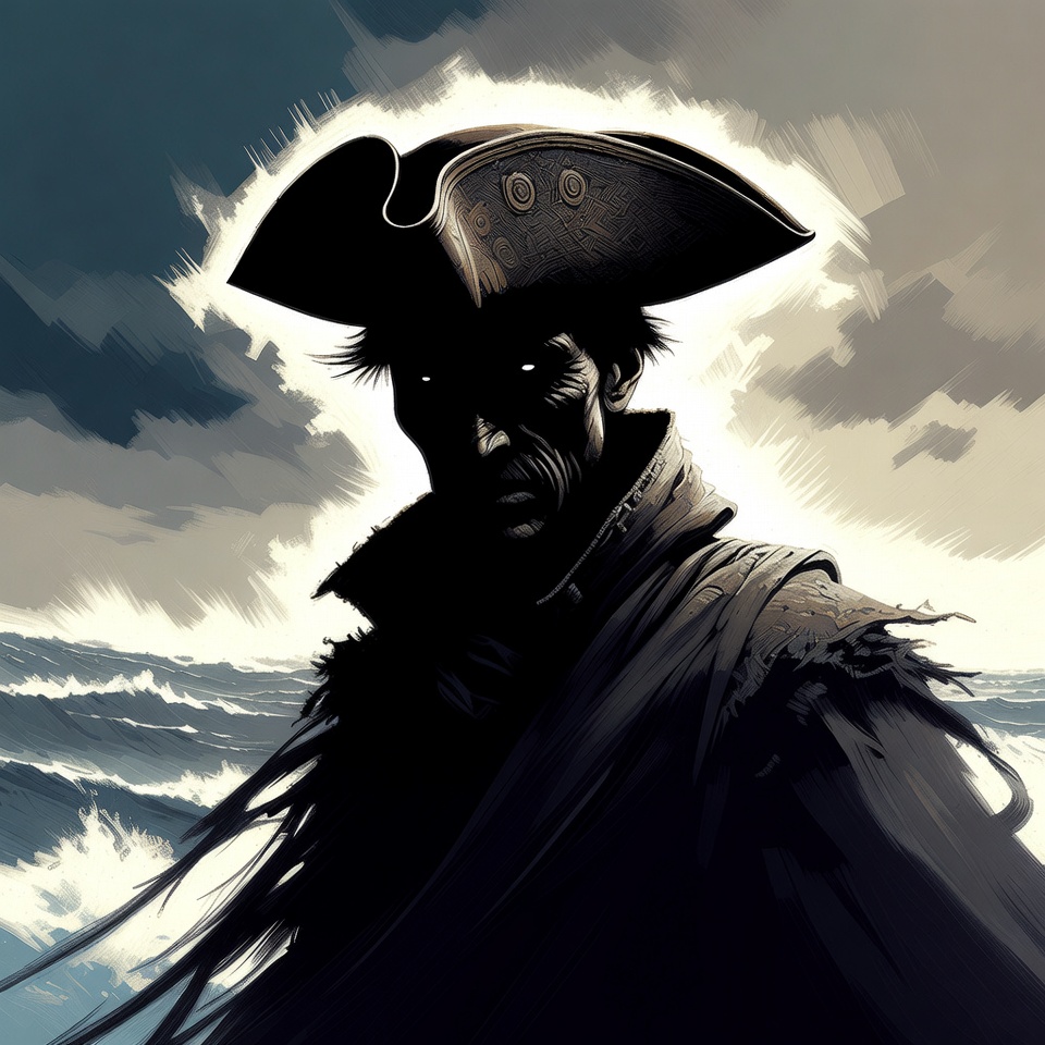 A Weathered Pirate Captain At Sea — Character Portrait
