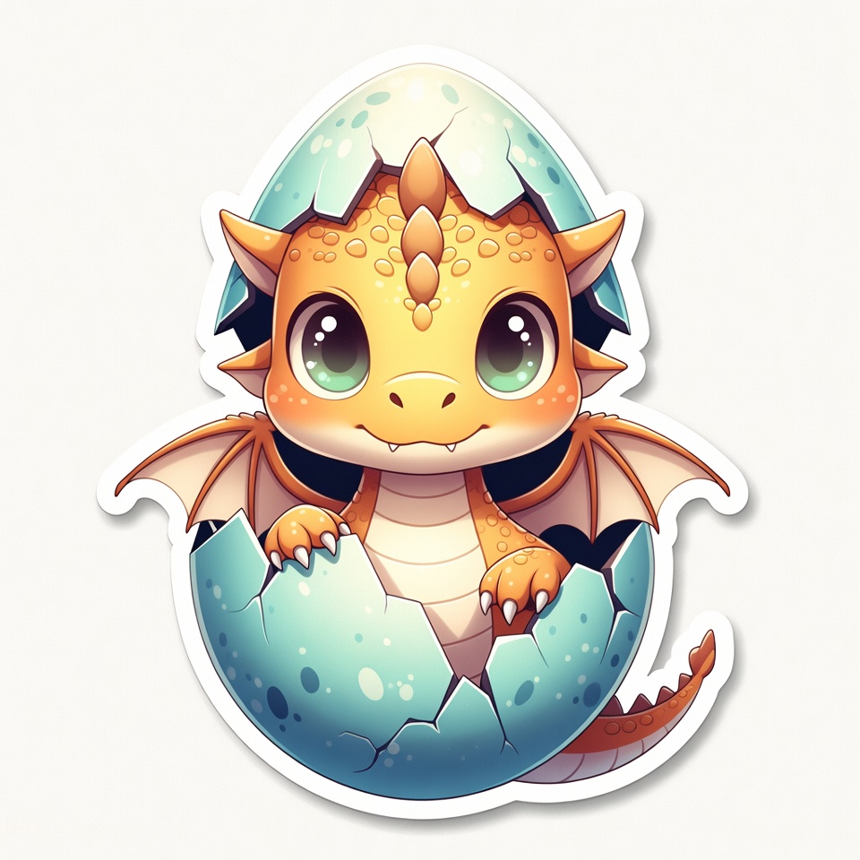 A Baby Dragon Hatching From An Egg — Cute Mascot