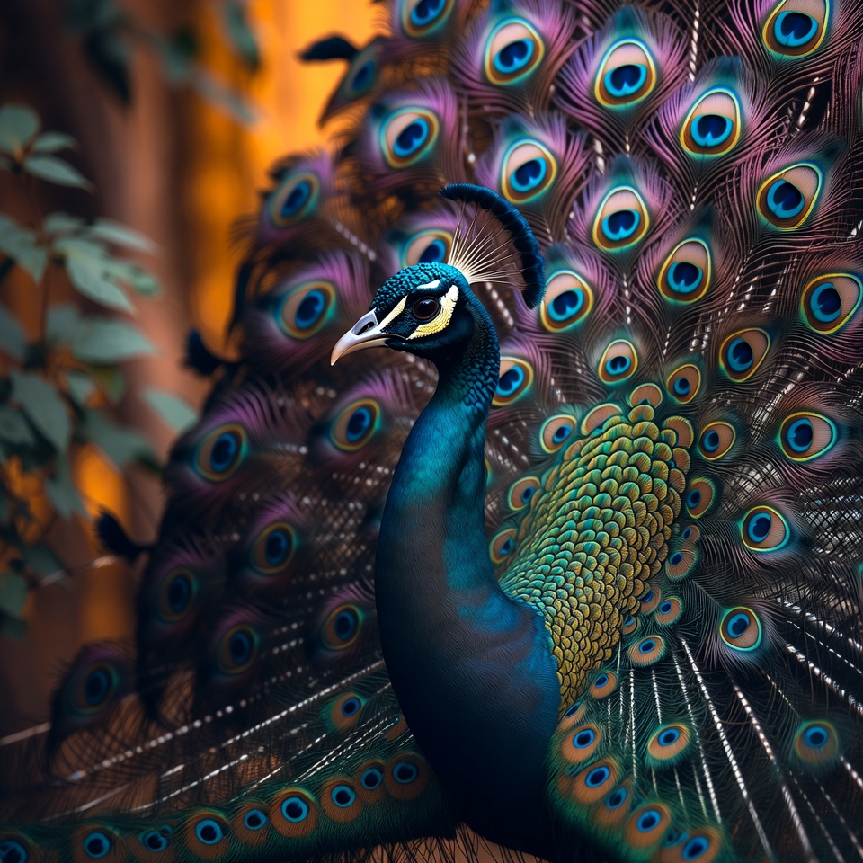 A Peacock Displaying Its Feathers — Animal