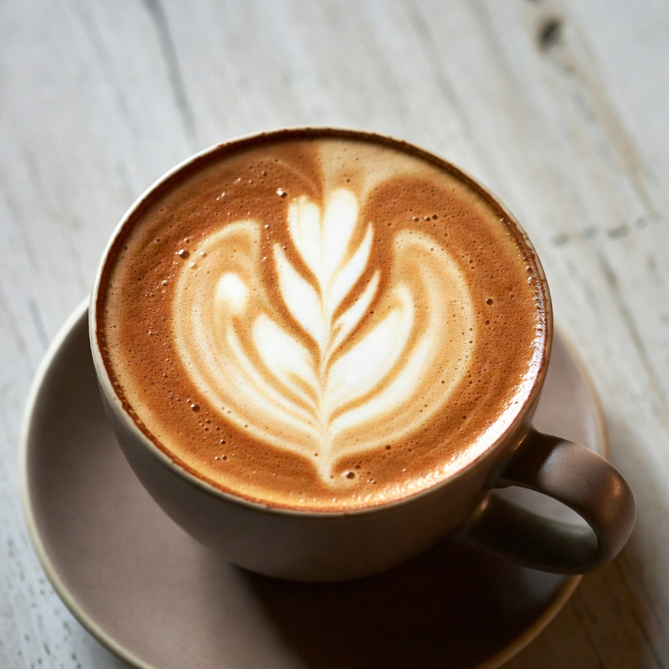 Latte Art In A Ceramic Cup — Food Photography