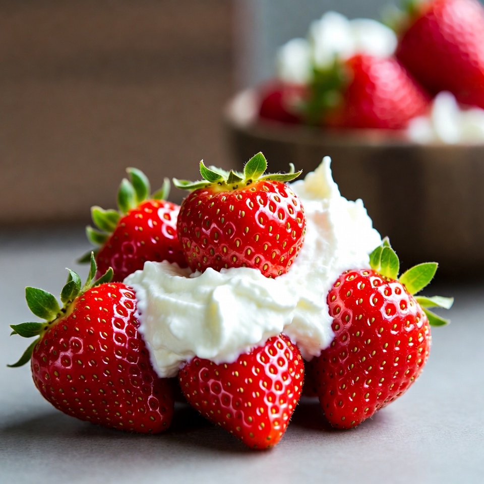 Fresh Strawberries With Cream — Food Photography