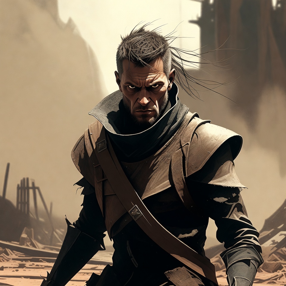 A Rugged Bounty Hunter In The Wasteland — Character Portrait