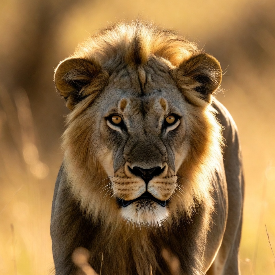 A Majestic Male Lion At Golden Hour — Animal