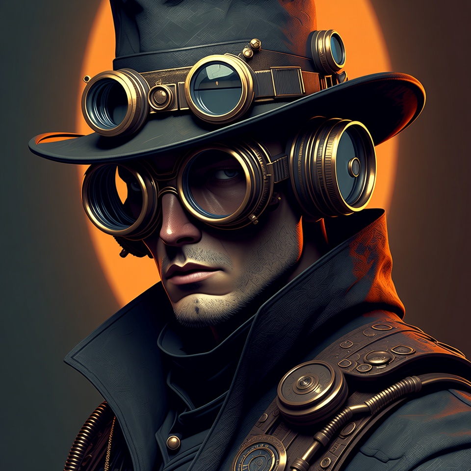 A Steampunk Inventor With Brass Goggles — Character Portrait
