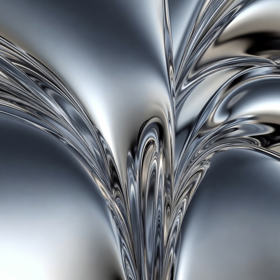 Smooth Chrome Liquid Metal Shapes — Abstract Background
