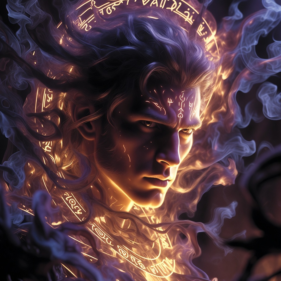 A Mysterious Sorcerer With Arcane Energy — Character Portrait