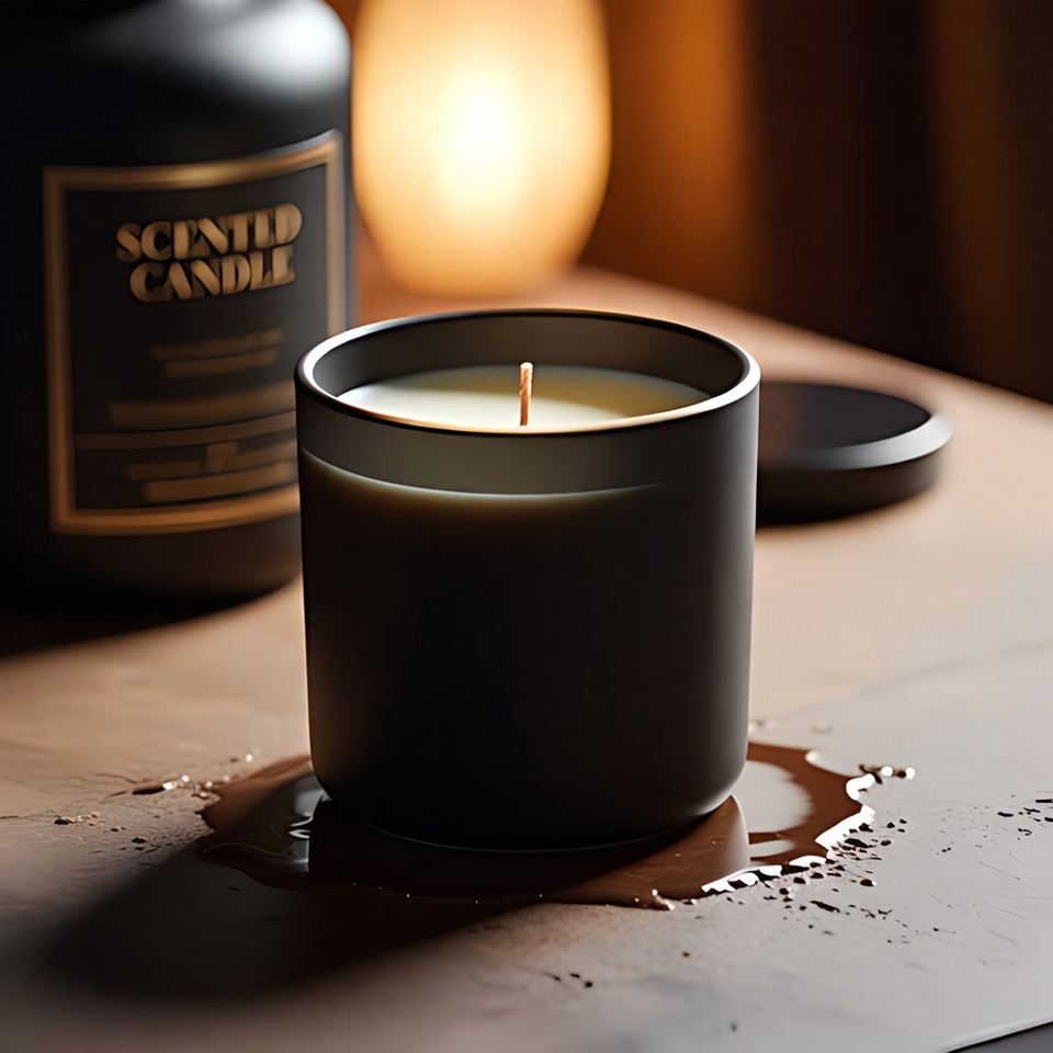 A Scented Candle In A Cozy Setting — Product Shot