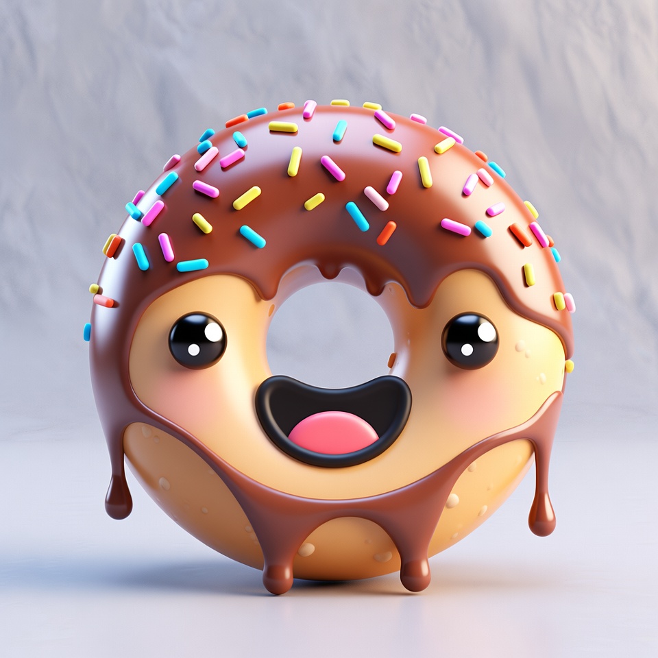 A Happy Donut With Sprinkles — 3D Render