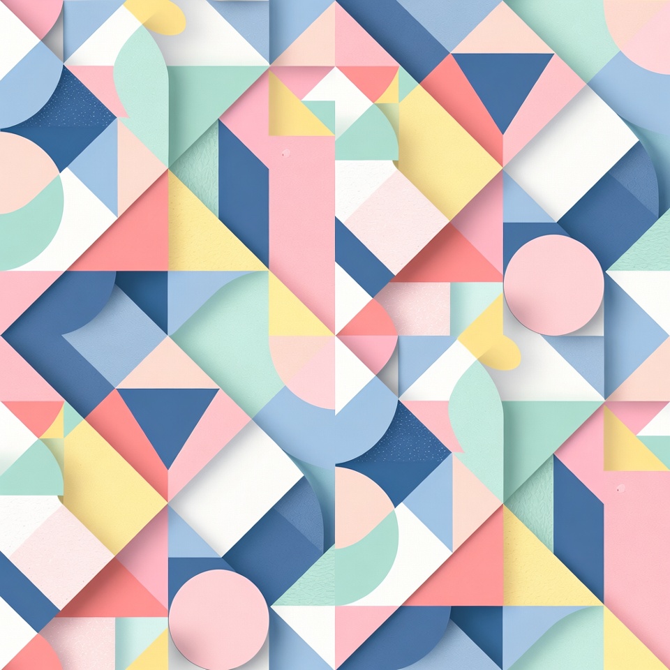 Geometric Memphis Pattern In Pastel — Abstract Background
