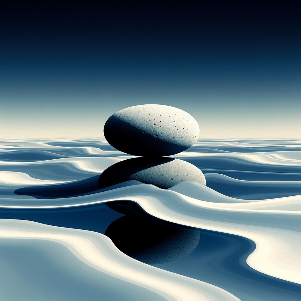 A Single Zen Stone Balance On Water — Abstract Background