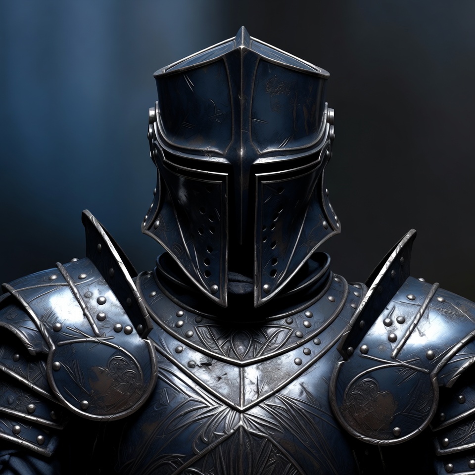 A Battle-Worn Knight In Obsidian Armor — Character Portrait