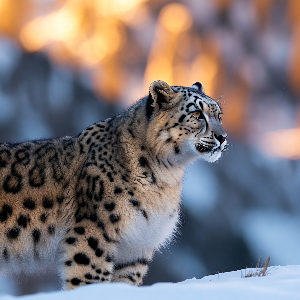 A Snow Leopard In A Snowy Landscape — Animal