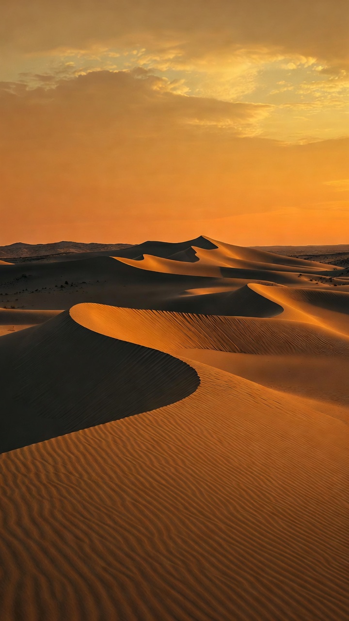 Desert Sand Dunes At Golden Hour — Phone Wallpaper