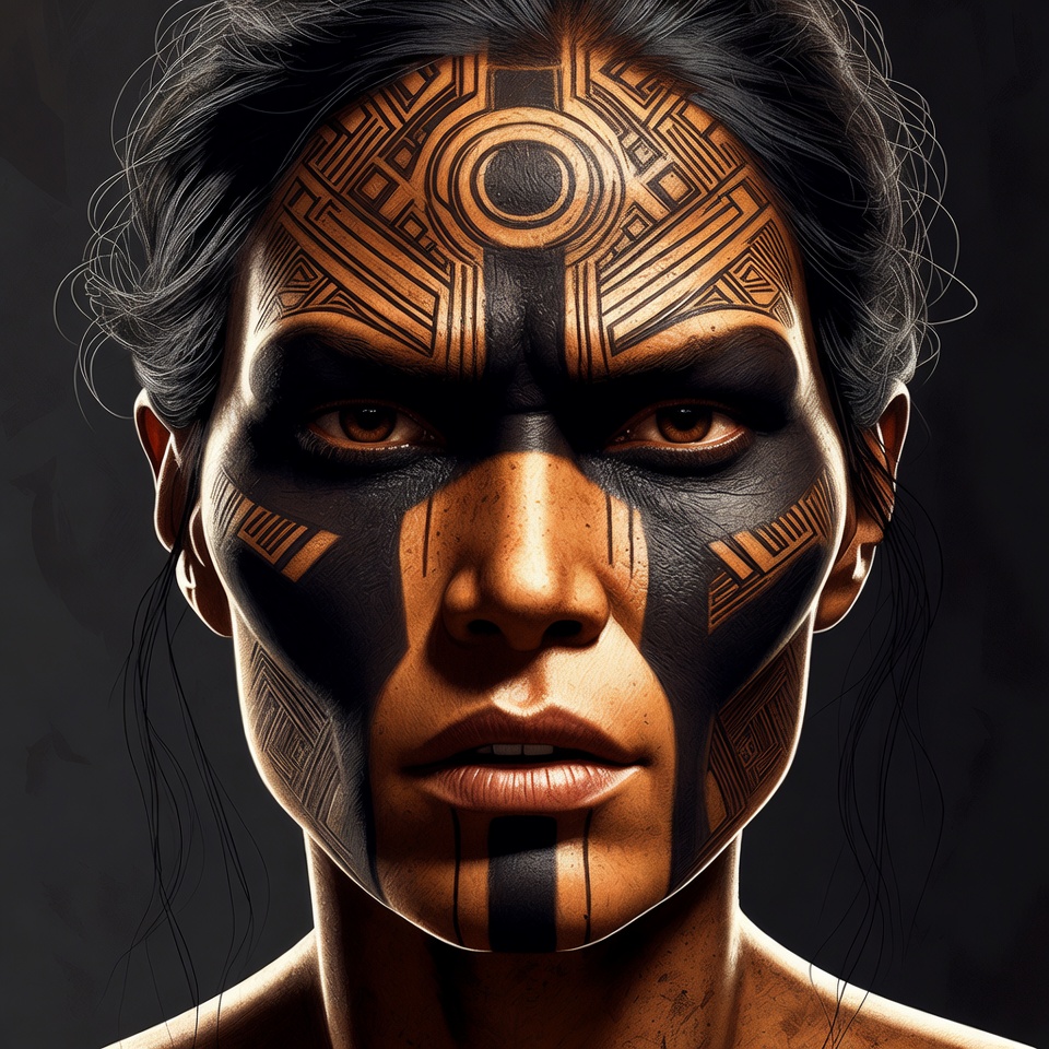 A Tribal Shaman With Bold Face Paint — Character Portrait