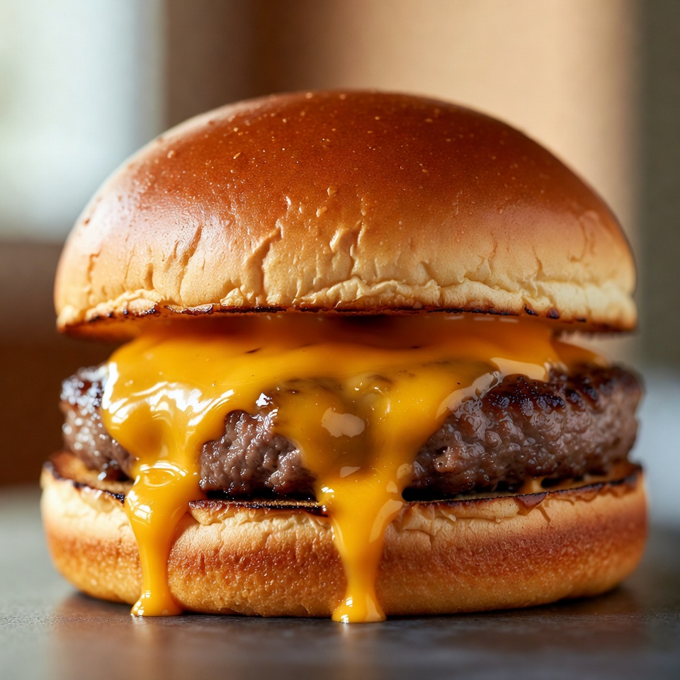 A Gourmet Cheeseburger With Melting Cheese — Food Photography