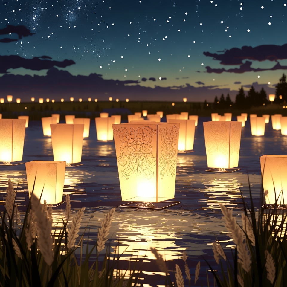 A Summer Festival Night With Paper Lanterns — Anime Art