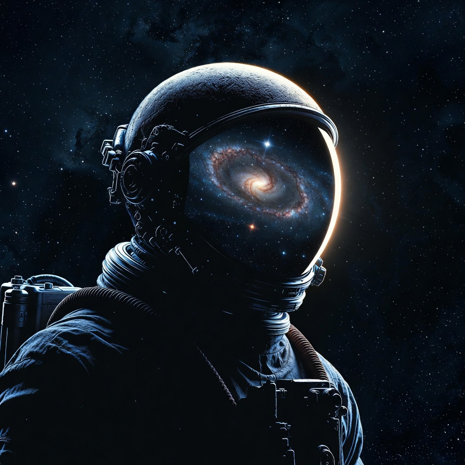 An Astronaut Reflecting A Galaxy In The Visor — Character Portrait