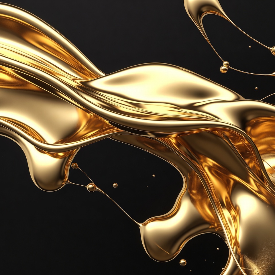 Flowing Liquid Gold On Black — Abstract Background