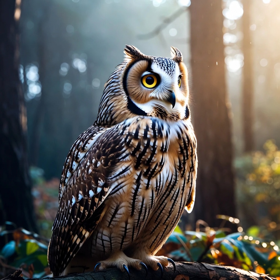 An Owl Perched In A Misty Forest — Animal