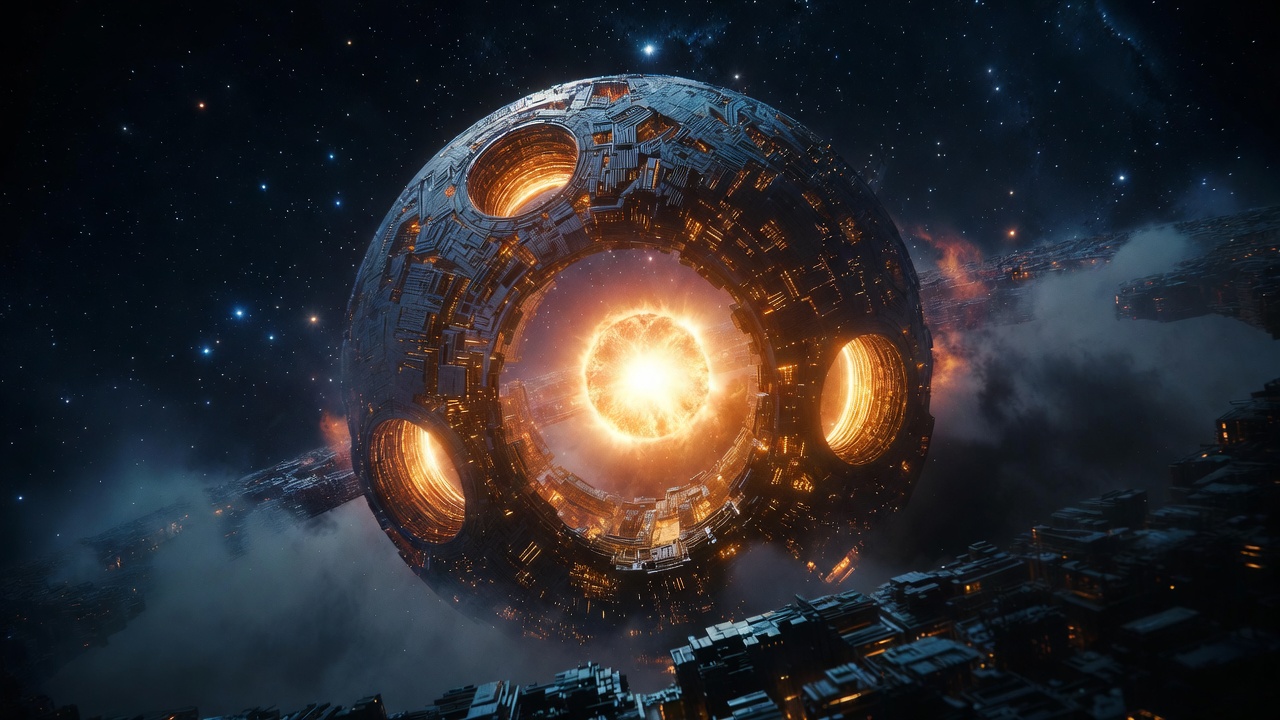 A Colossal Dyson Sphere Around A Star — Sci-Fi Scene