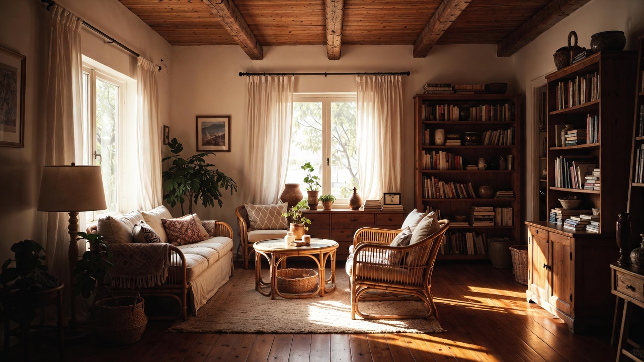 A Bright Boho Living Room With Rattan — Interior