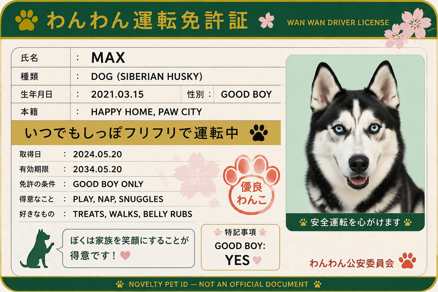 Generated pet ID card