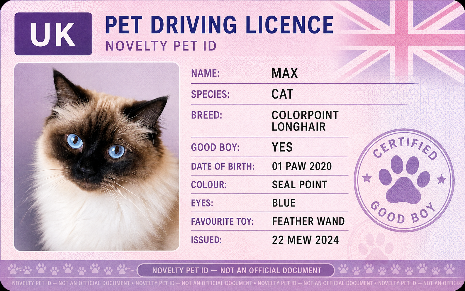 Generated pet ID card